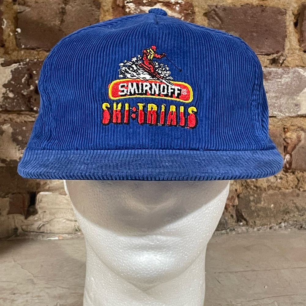 Smirnoff Ski Trials Trucker HAT Corduroy Snapback Vodka Vintage RARE 1980’s